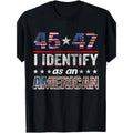 [100% Cotton]Patriotic American Flag 45 47 Print Cotton T-Shirt, Casual Crew Neck, Slight Stretch, Knit Fabric, Unisex, for Men, Women, Dad, Mom, All-Season Top