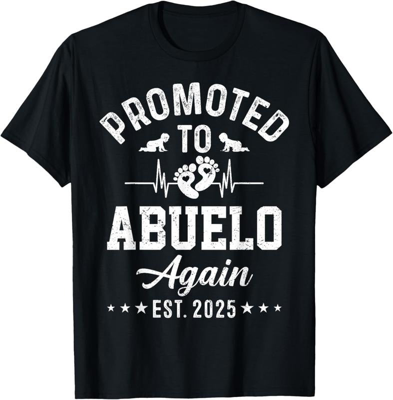100% Cotton Promoted To Abuelo Again Est 2025 Pregnancy Announcement T-Shirt Hoodie, Sweatshirt | HypeDripTees.com