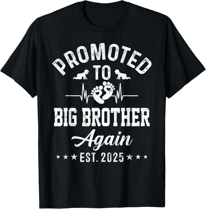 100% Cotton Promoted To Big Brother Again Est 2025 Funny Announcement T-Shirt Hoodie, Sweatshirt | HypeDripTees.com