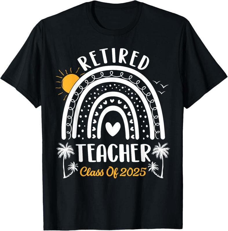 100% Cotton Retired Teacher Class Of 2025 Rainbow Teachers Retirement T-Shirt Hoodie, Sweatshirt | HypeDripTees.com