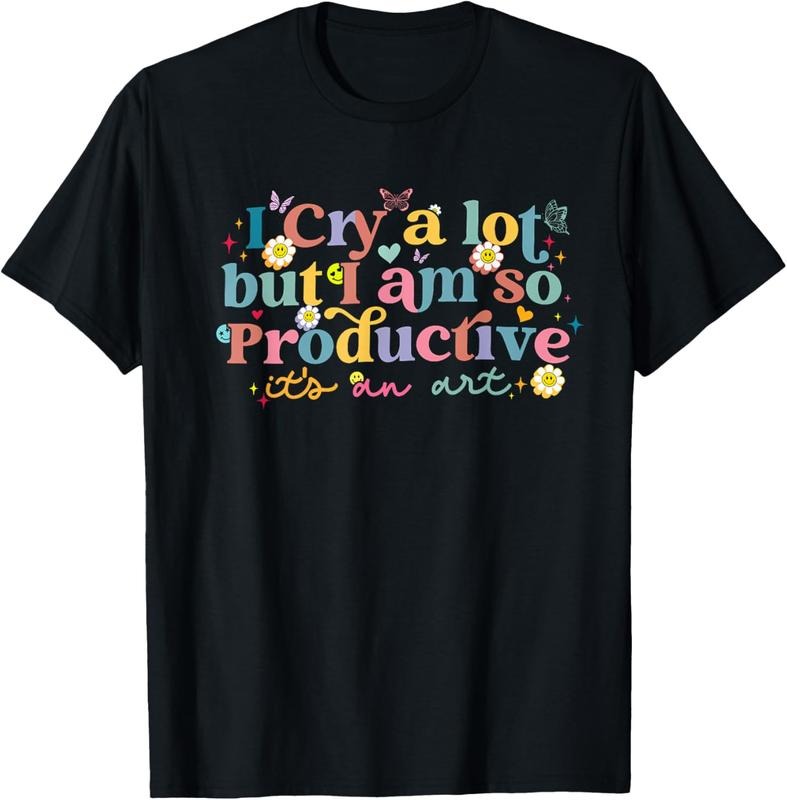 100% Cotton Retro I Cry A Lot But I Am So Productive Funny Trending Meme T-Shirt Hoodie, Sweatshirt | HypeDripTees.com