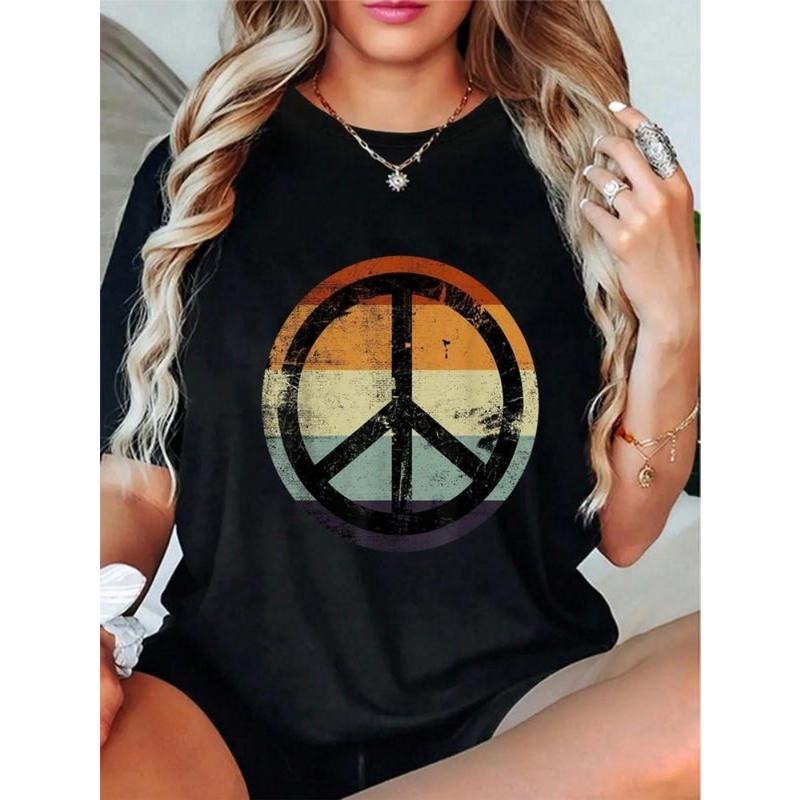 100% Cotton Retro Vintage Distressed Design Peace Sign T-Shirt Hoodie, Sweatshirt | HypeDripTees.com