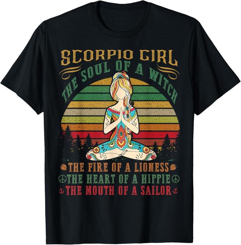 100% Cotton Scorpio Girl Tshirt for Yoga Black Women Birthday Gifts T-Shirt Hoodie, Sweatshirt | HypeDripTees.com