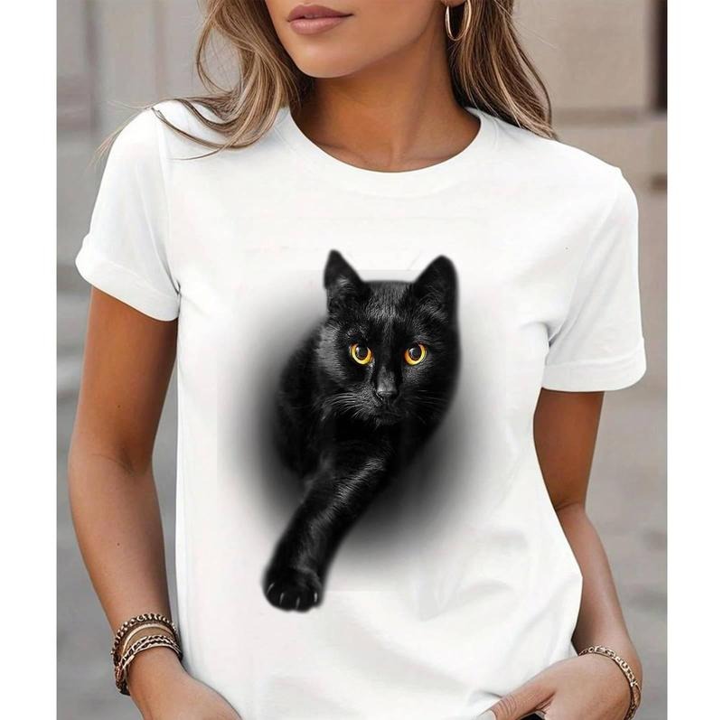 [100% Cotton Shirt] Black Cat Yellow Eyes Unisex T-Shirt Cats Tee Shirt Gifts Unisex T-Shirt Hoodie, Sweatshirt