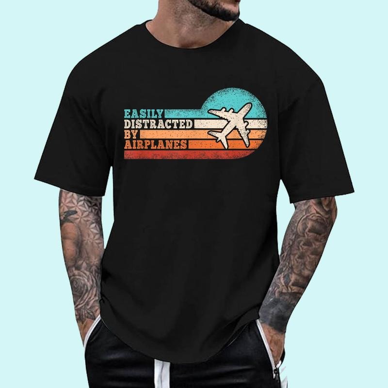[100% Cotton Shirt] Easily Distracted Airplanes Funny Pilot Aviation T-Shirts, Hoodie, Sweatshirt