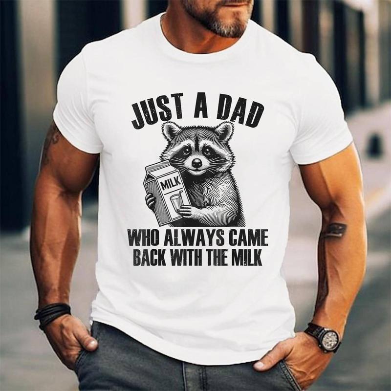 [100% Cotton Shirt] Just a dad who always came back with the milk Unisex T-Shirt Hoodie, Sweatshirt | HypeDripTees.com
