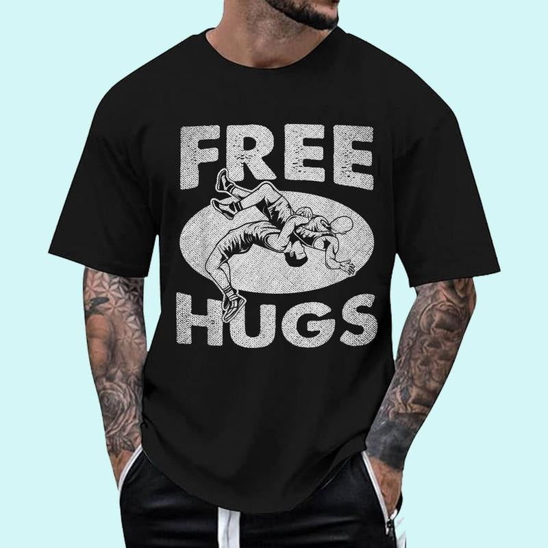 [100% Cotton Shirt] Wrestling Funny Free Hugs Wrestling T-Shirts, Hoodie, Sweatshirt