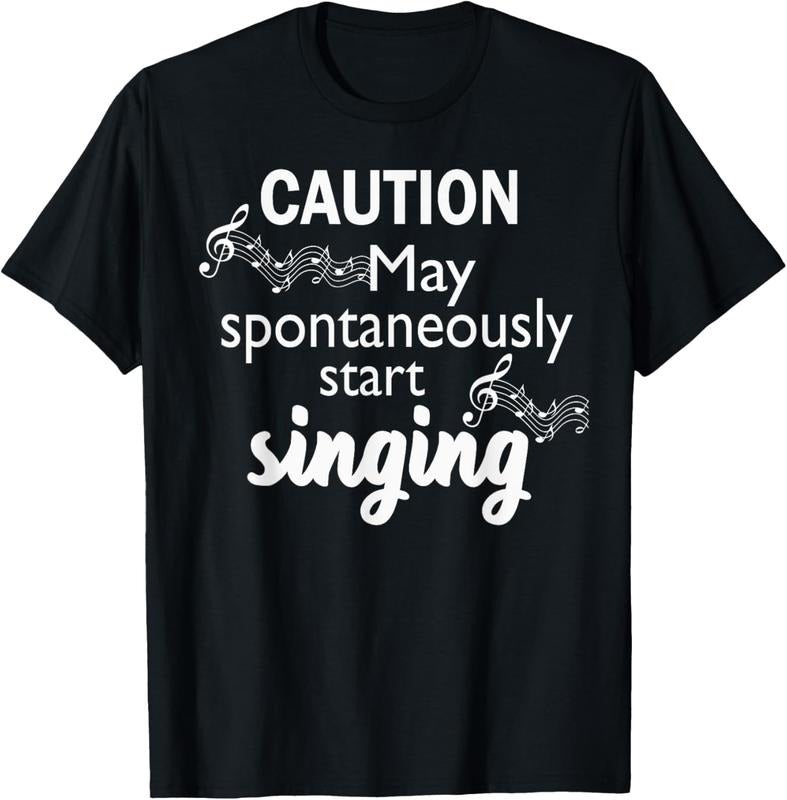100% Cotton Singing Music Lover T Shirt Gift - Caution May Start Singing T-Shirt Hoodie, Sweatshirt | HypeDripTees.com