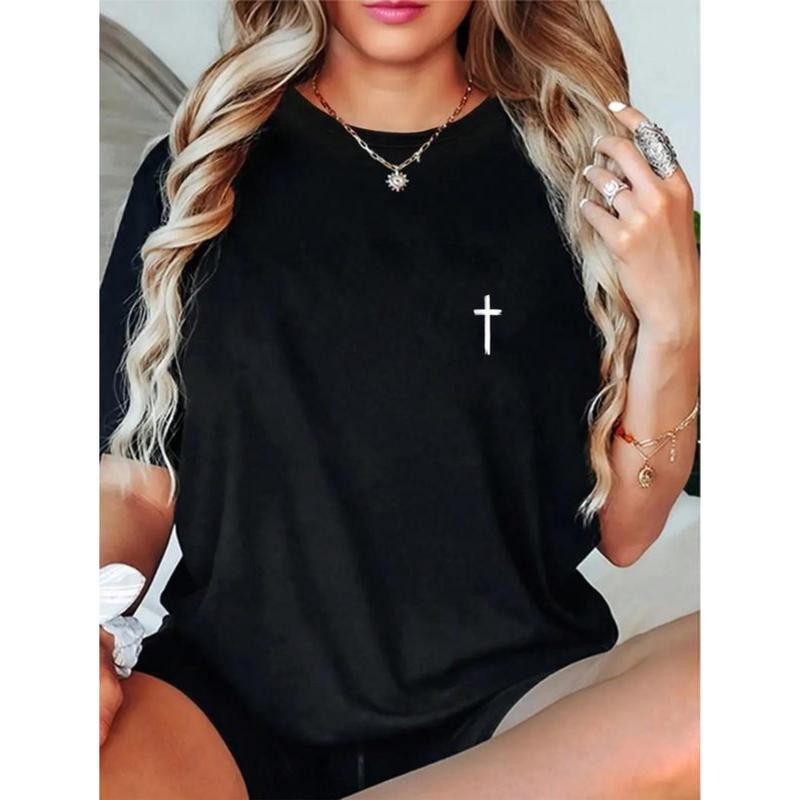 100% Cotton Small Cross Subtle Christian Minimalist Religious Faith T-Shirt Black Casual Hoodie, Sweatshirt