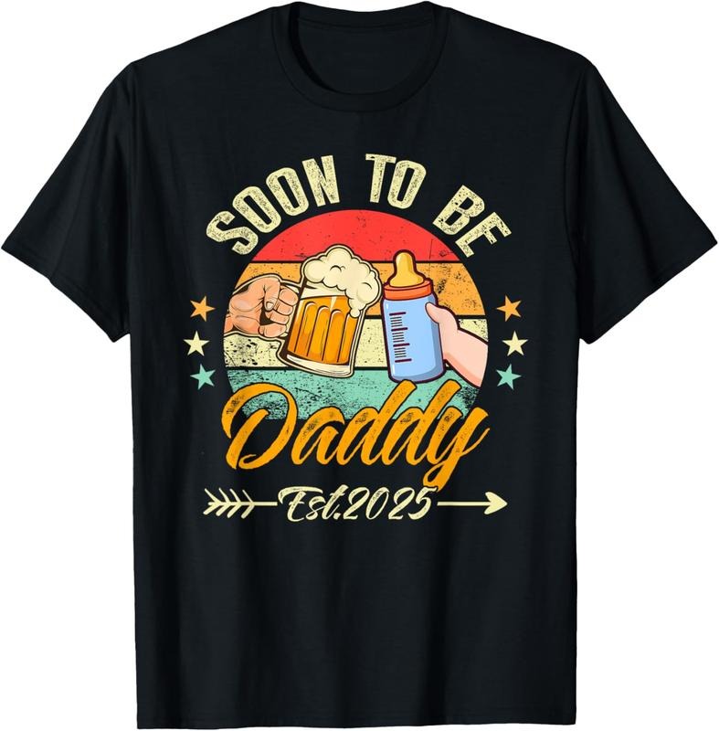 100% Cotton Soon To Be Daddy 2025 First Time Daddy 2025 Retro New Dad T-Shirt Hoodie, Sweatshirt | HypeDripTees.com