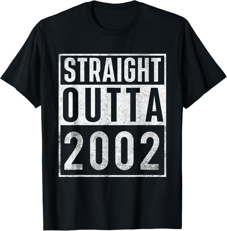 100% Cotton Straight Outta 2002 Year Of Birth Birthday T-Shirt Hoodie, Sweatshirt | HypeDripTees.com