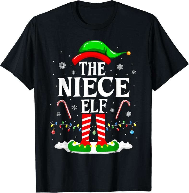 100% Cotton The Niece Elf Funny Xmas Elf Matching Family Christmas T-Shirt Hoodie, Sweatshirt | HypeDripTees.com