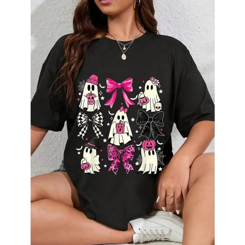100% Cotton Unisex Coquette Bow Ghost Spooky Season Trick Or Treat Halloween T-Shirt Hoodie, Sweatshirt | HypeDripTees.com