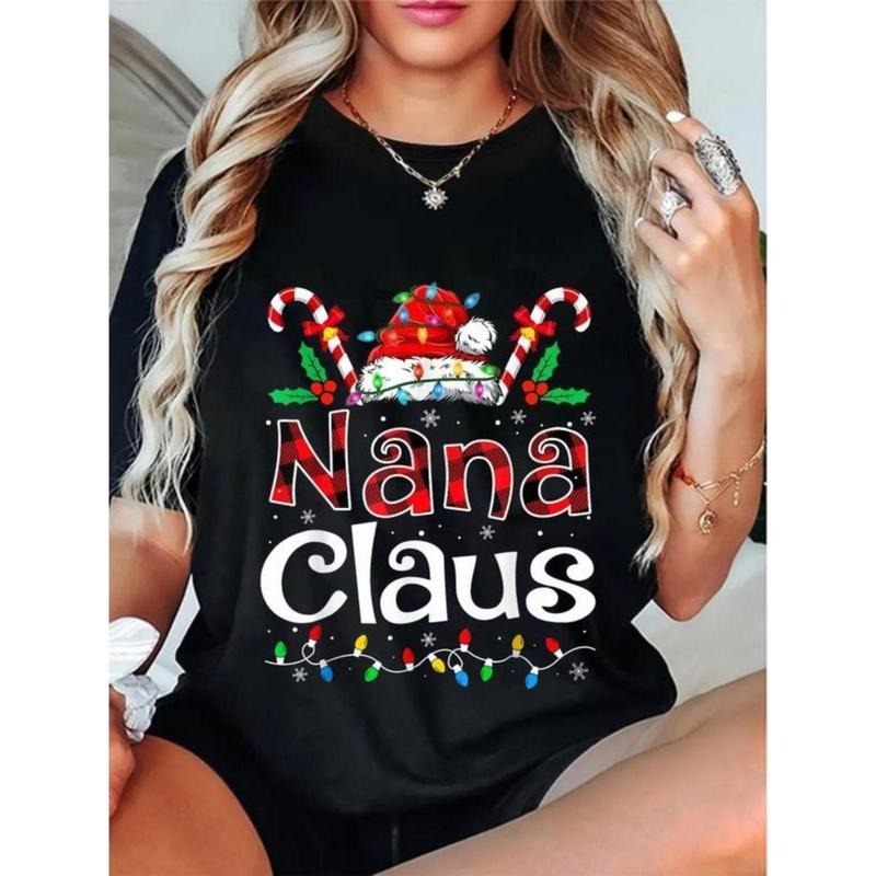 100% Cotton Unisex Nana Claus Shirt Christmas Pajama Family Matching Xmas Light T-Shirt Hoodie, Sweatshirt | HypeDripTees.com