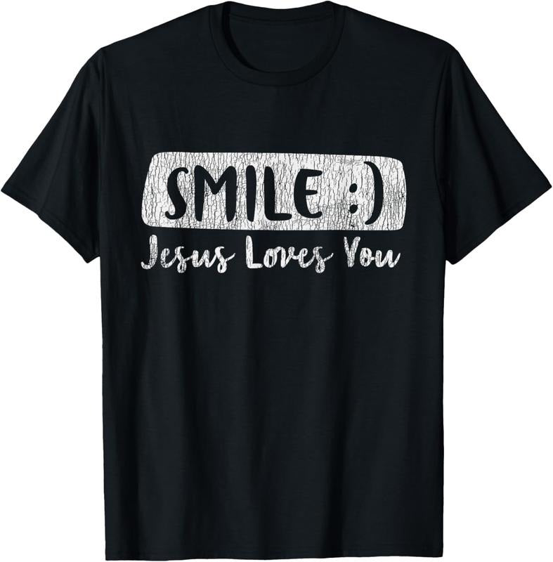 100% Cotton Vintage Smile Loves You Jesus Religious Faith Christian Gift T-Shirt Hoodie, Sweatshirt | HypeDripTees.com