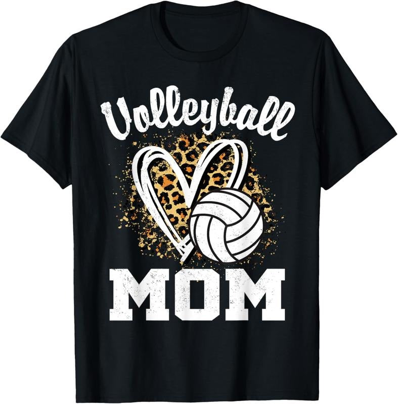 100% Cotton Volleyball Mom Leopard Heart T-Shirt Hoodie, Sweatshirt | HypeDripTees.com