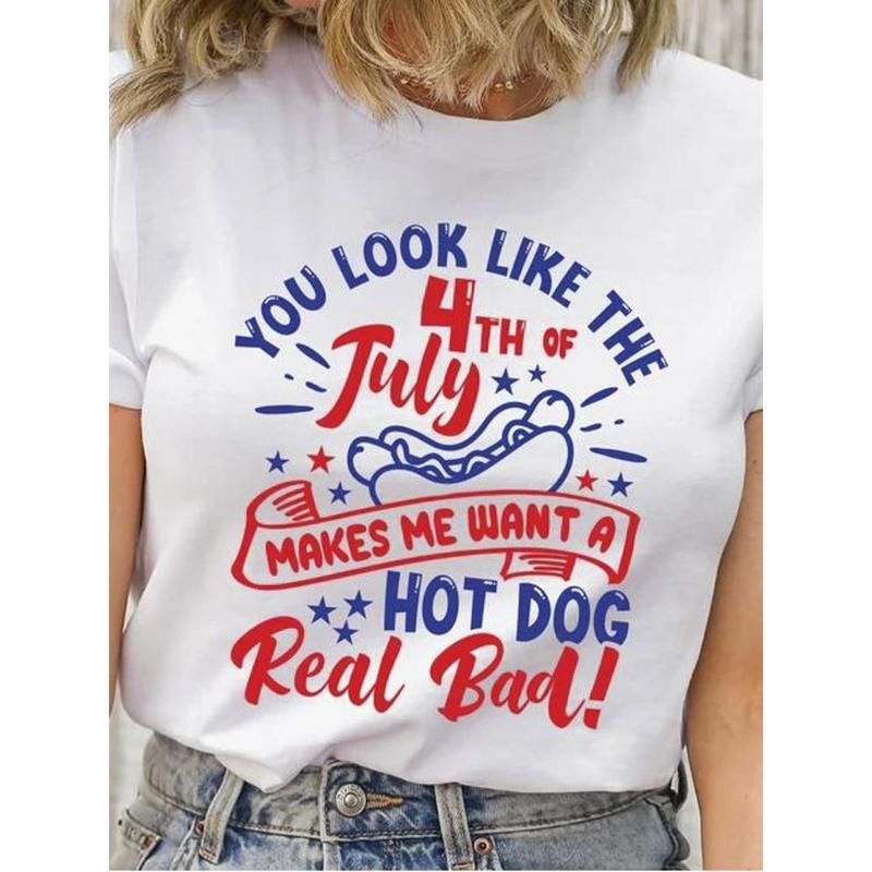 100% Pure, You Look Like an American Independence Day Printed T-Shirt, Spring And Summer Round Neck Short Sleeved Women'S...