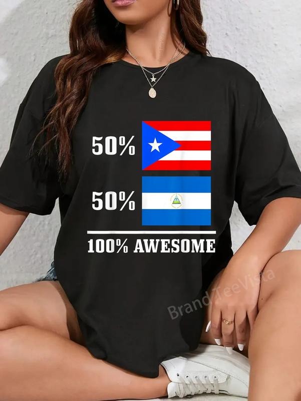 100% cotton 50% Puerto Rico 50% Nica Puerto Rican Nicaraguan Flag Pride T-Shirt women graphic shirts Hoodie, Sweatshirt