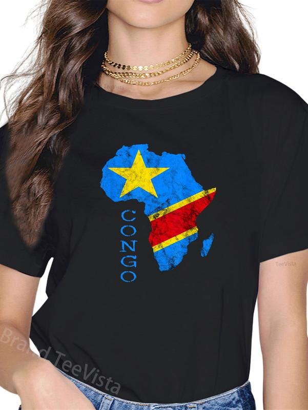 100% cotton Congo Africa Map Outline Congolese Flag Congo Travel T-Shirt women graphic shirts Hoodie, Sweatshirt