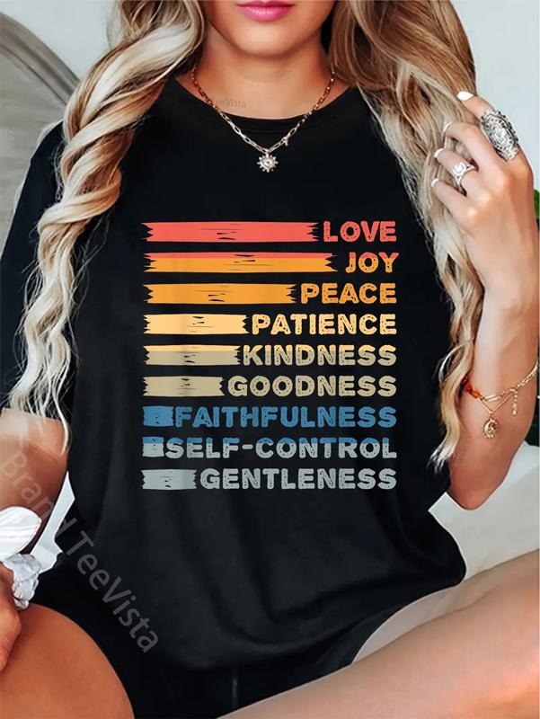 100% cotton Fruit of The Spirit - Christian Bible Verse - Love Joy Peace T-Shirt women graphic shirts Hoodie, Sweatshirt