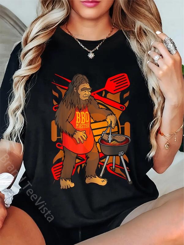100% cotton Funny Bigfoot Chef Grill BBQ Master Barbecue Gift T-Shirt women graphic shirts Hoodie, Sweatshirt
