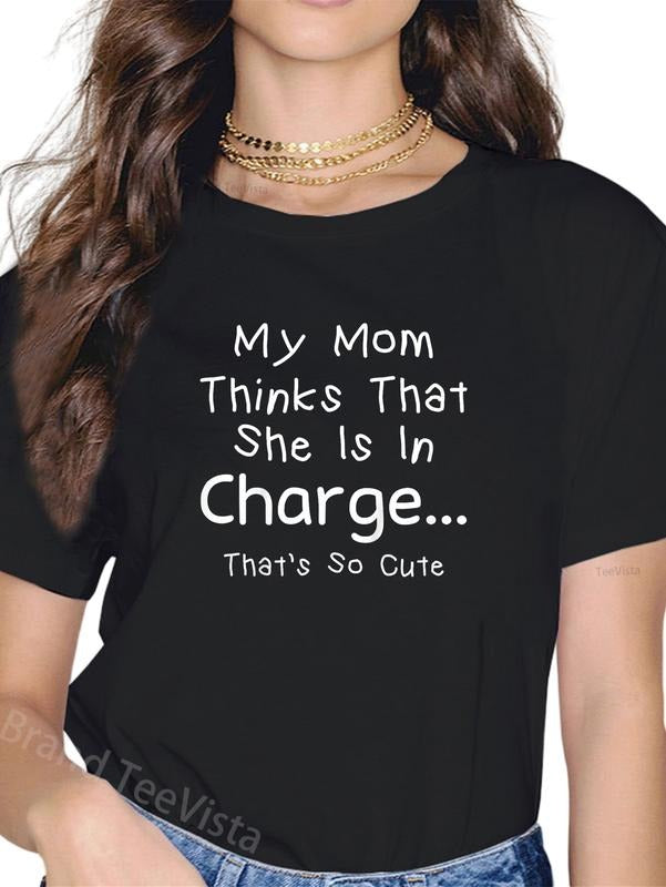 100% cotton Funny Boys Girls My Mom Thinks She is in Charge Cute Toddler T-Shirt women graphic shirts Hoodie, Sweatshirt