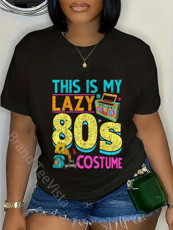 100% cotton Funny This Is My Lazy 80s Costume Party Vintage Eighties T-Shirt women graphic shirts Hoodie, Sweatshirt