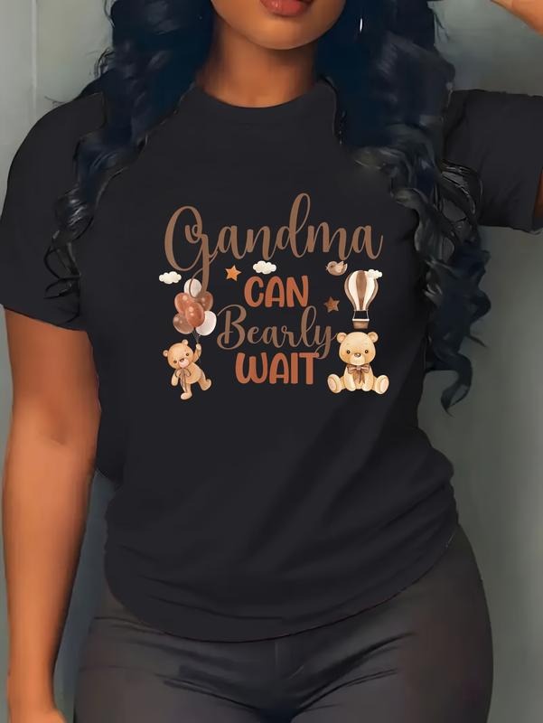 100% cotton Grandma Can Bearly Wait Bear Gender Neutral Boy Baby Shower T-Shirt casual Fashion graphic tees for women...