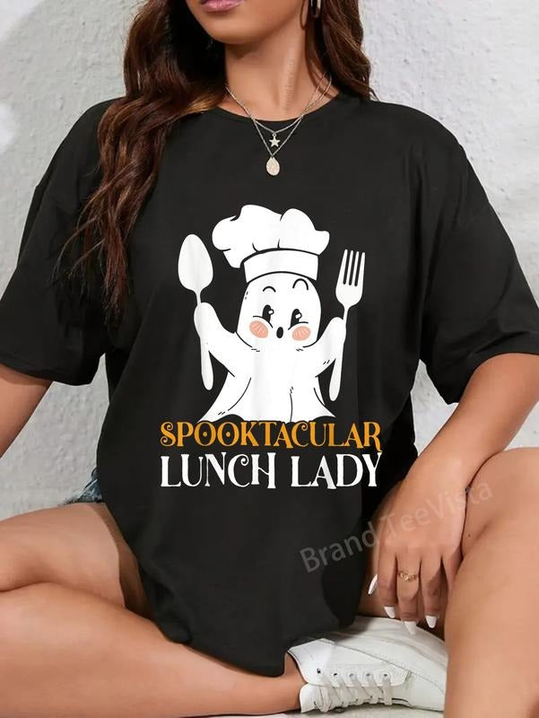 100% cotton Halloween costume - Spooktacular lunch lady T-Shirt women graphic shirts Hoodie, Sweatshirt | HypeDripTees.com