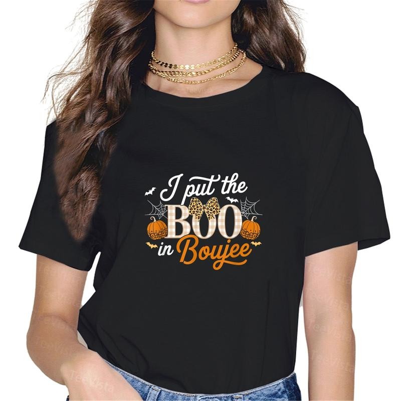 100% cotton I Put The Boo in Boujee Halloween for Coquette Spooky Season T-Shirt women graphic shirts Hoodie, Sweatshirt