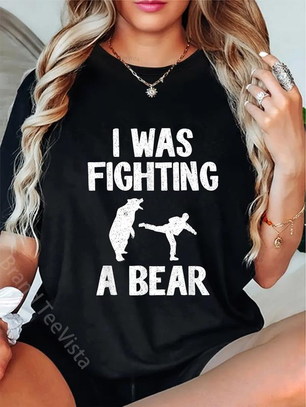 100% cotton I Was Fighting A Bear After Surgery Recovery Leg Broken Arm T-Shirt women graphic shirts Hoodie, Sweatshirt