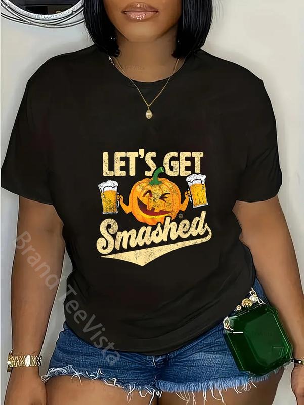 100% cotton Lets Get Smashed Funny Pumpkin Beer Halloween T-Shirt women graphic shirts Hoodie, Sweatshirt | HypeDripTees.com