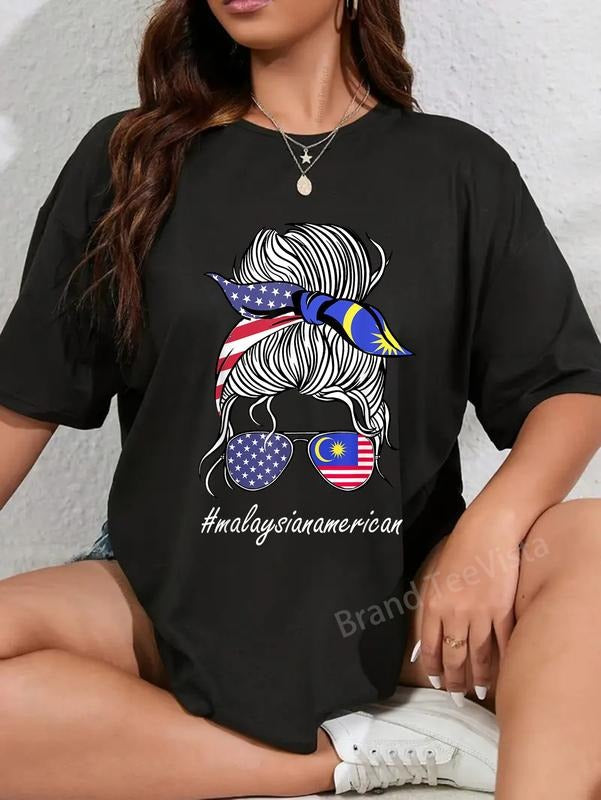 100% cotton Malaysia Heritage American Women Girl Malaysia Flag T-Shirt women graphic shirts Hoodie, Sweatshirt