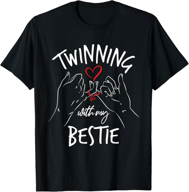 100% cotton Matching Twin Twins Day Twinning With My Bestie T-Shirt women graphic shirts Hoodie, Sweatshirt