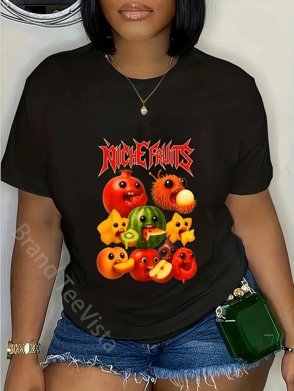 100% cotton Niche Fruits Funny Heavy Brainrot Style Cartoon Fruit Meme T-Shirt women graphic shirts Hoodie, Sweatshirt