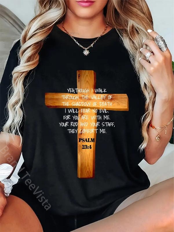 100% cotton Psalm 23:4 Jesus Christ Revival Scripture T-Shirt women graphic shirts Hoodie, Sweatshirt | HypeDripTees.com