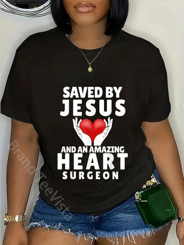 100% cotton Saved by Jesus and an Amazing Heart Surgeon T-Shirt women graphic shirts Hoodie, Sweatshirt | HypeDripTees.com