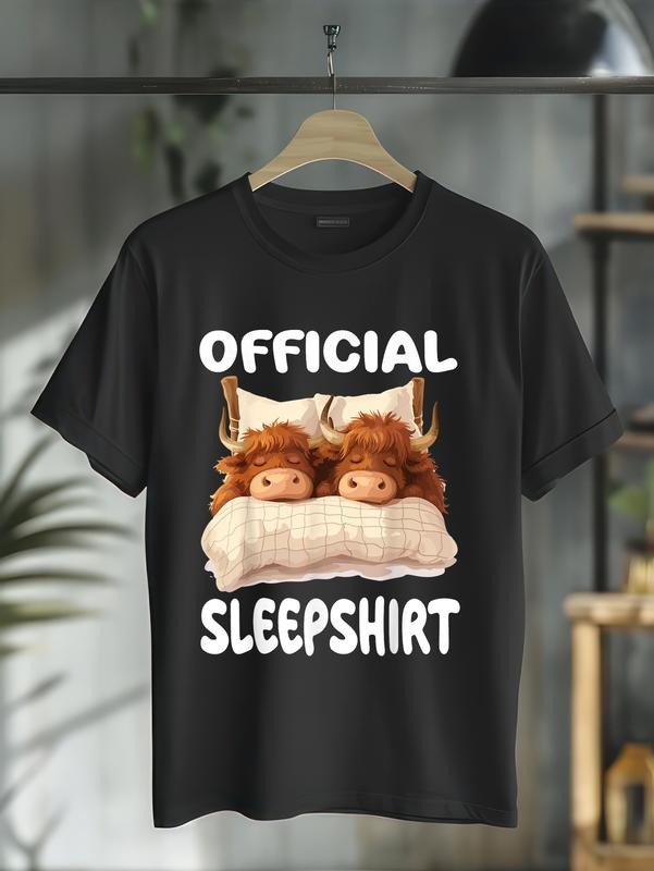 100% cotton Scottish Highland Cow Official Sleepshirt Pajamas Nightgown T-Shirt casual Fashion graphic tees for women...
