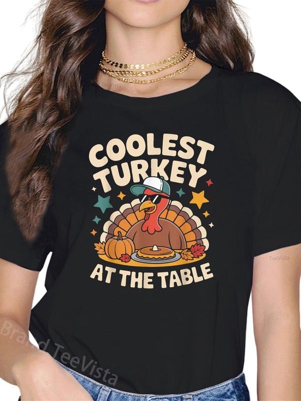 100% cotton Thanksgiving Cool Turkey with Shades Retro Fall Humor T-Shirt women graphic shirts Hoodie, Sweatshirt
