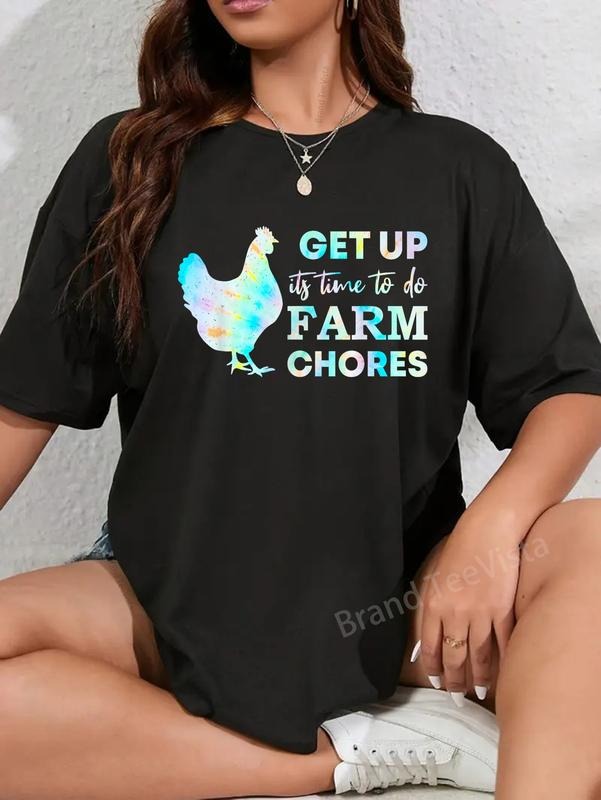 100% cotton get up its time to do farm chores T-Shirt women graphic shirts Hoodie, Sweatshirt | HypeDripTees.com
