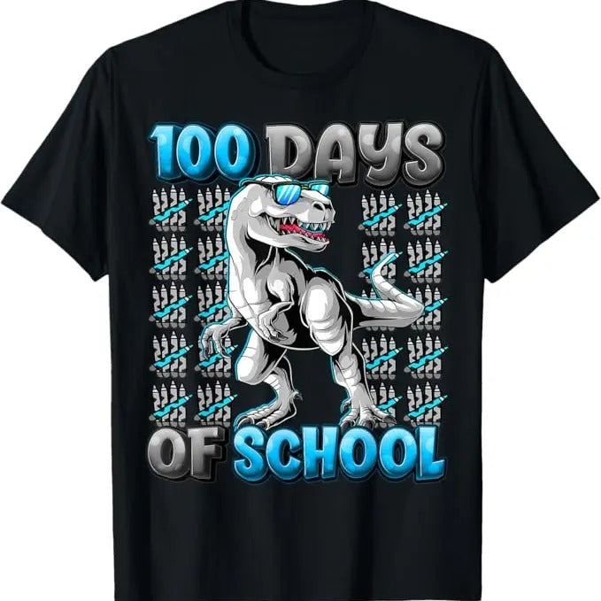 100 Day of School Shirt, 100 Days Of School Trex 100 Days Smarter 100th Day of School Funny T-Shirt - Casual Basic Smooth