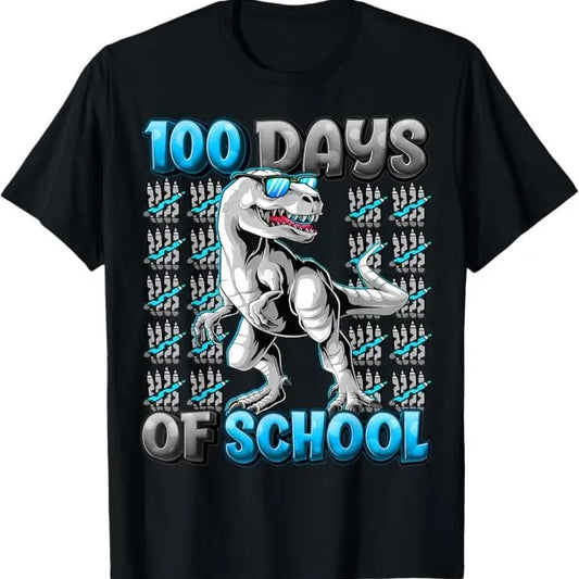 100 Day of School Shirt, 100 Days Of School Trex 100 Days Smarter 100th Day of School Funny T-Shirt - Casual Basic Smooth