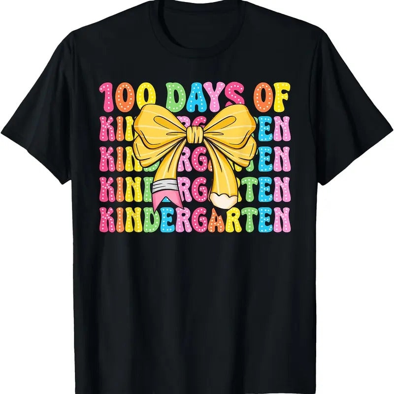 100 Days Of Kindergarten School Teacher Coquette 100th Day T-Shirt Hoodie, Sweatshirt | HypeDripTees.com