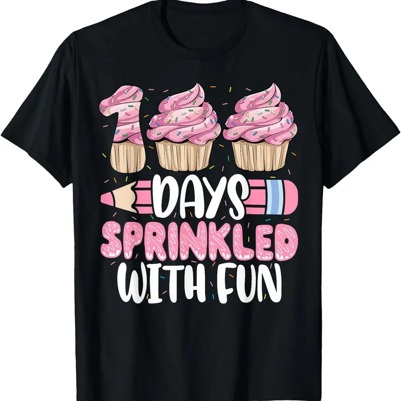 100 Days Sprinkled With Fun Cupcake 100th Day Of School Girl T-Shirt Hoodie, Sweatshirt | HypeDripTees.com