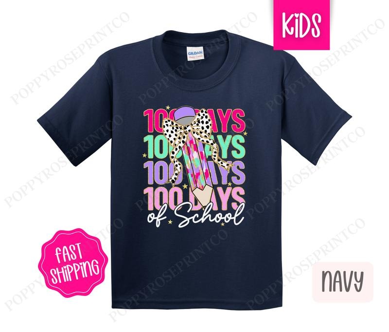 100 Days of School Kids Shirt - School Bow Children's Tshirt - Cute Youth Tee Gildan Hoodie, Sweatshirt | HypeDripTees.com