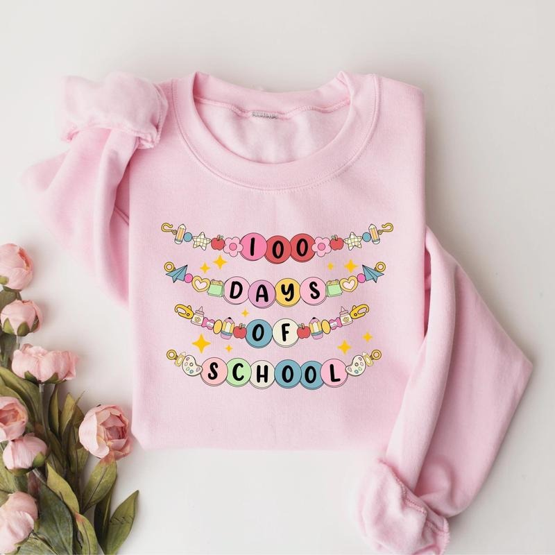 100 Days of School Sweatshirt, Back To School Cotton Crewneck T-Shirts, Hoodie | HypeDripTees.com