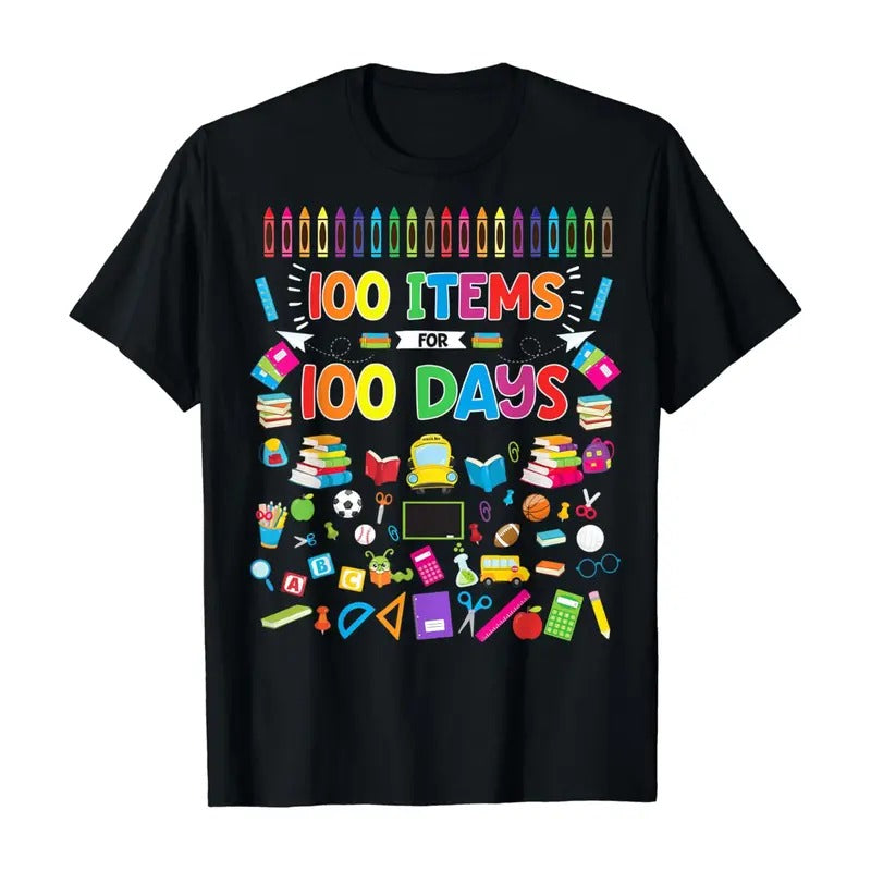 100 Items for 100 Days 100th Day of School Shirt Teacher T-Shirt Hoodie, Sweatshirt | HypeDripTees.com