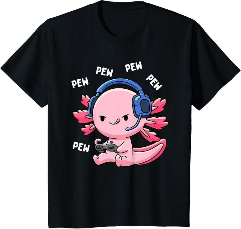 100%cotton Axolotl Gaming Kids Boys Girls Anime Video Game Pew Gamer T-Shirt Hoodie, Sweatshirt | HypeDripTees.com