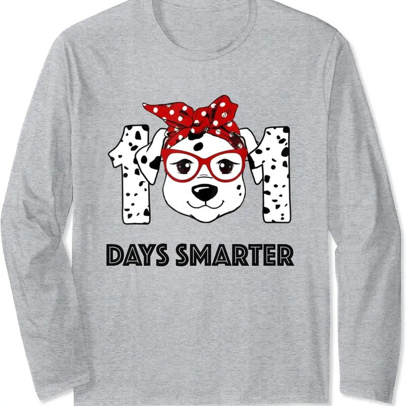 101 Days Smarter Dalmatian Dog Teacher 100th Day Of School Long Sleeve T-Shirt Hoodie, Sweatshirt | HypeDripTees.com