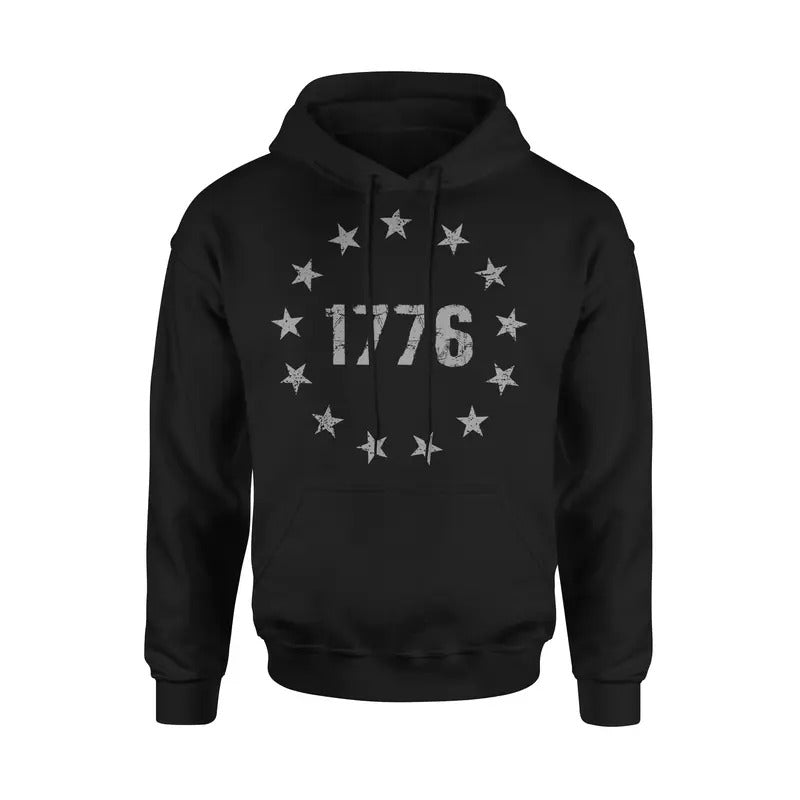 1776 Betsy Ross Flag Patriotic Hoodie Sweatshirt Pullover Menswear Cotton Fabric T-Shirts | HypeDripTees.com